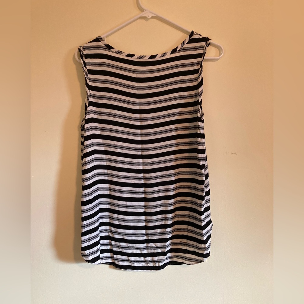 LOFT Black & White Striped Tank Top - Picture 2 of 4